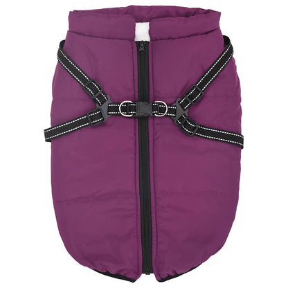 vidaXL Cappottino per cani con pettorina, impermeabile e riflettente, viola, L68