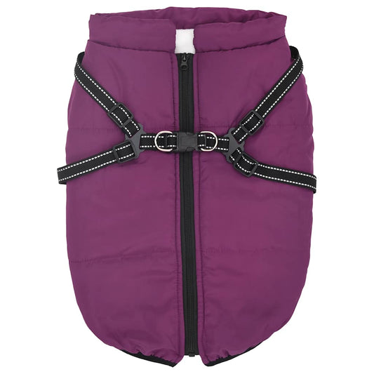vidaXL Cappottino per cani con pettorina, impermeabile e riflettente, viola, L68