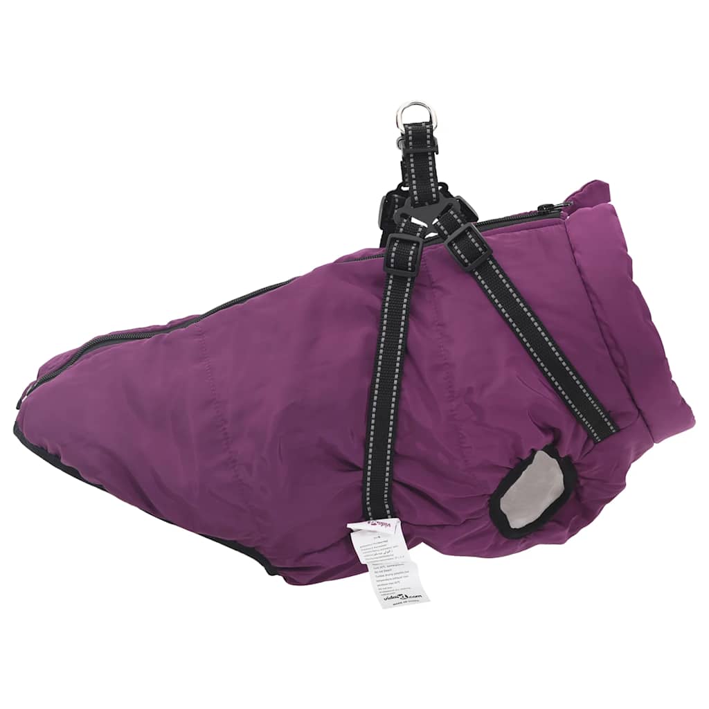 vidaXL Cappottino per cani con pettorina, impermeabile e riflettente, viola, L68