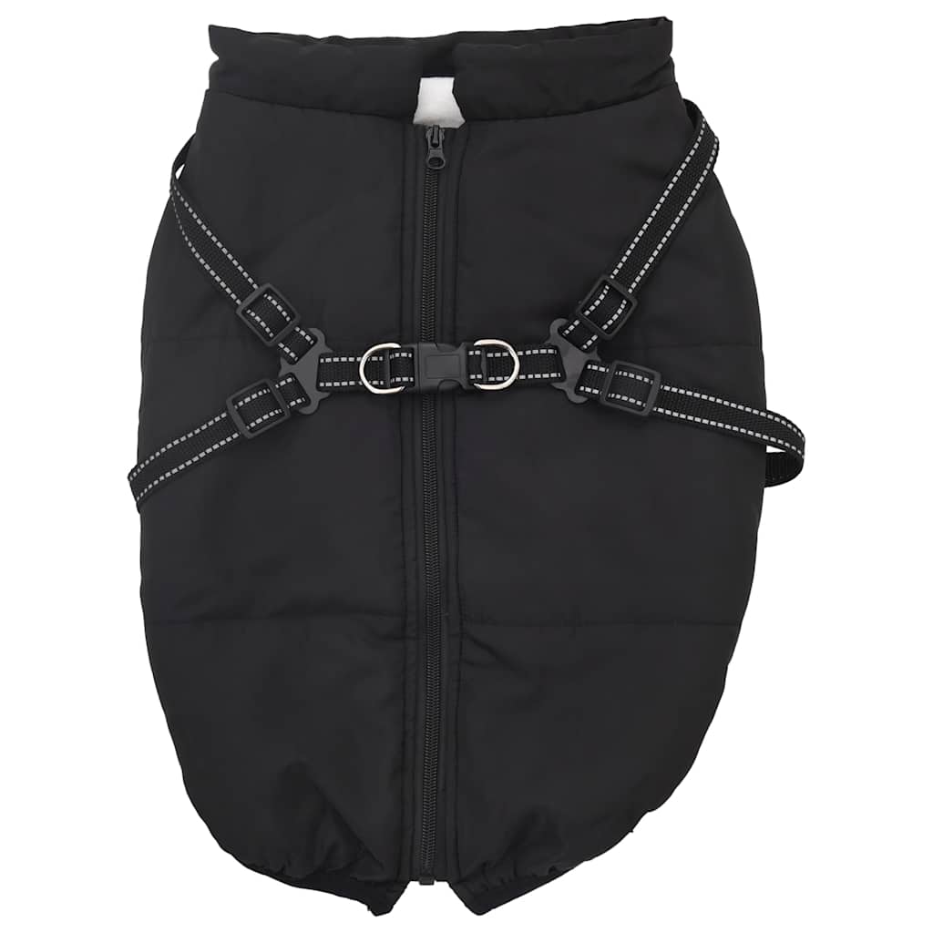 vidaXL Cappottino per cani con pettorina, impermeabile e riflettente, nero, L48