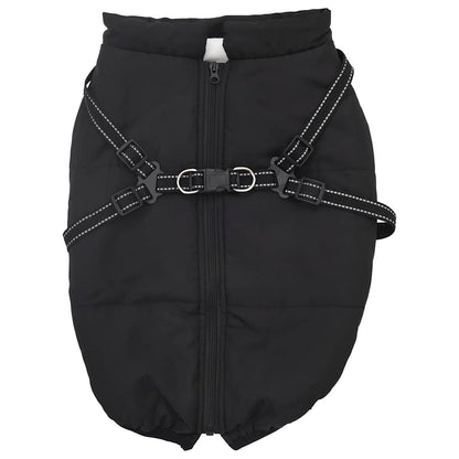 vidaXL Cappottino per cani con pettorina, impermeabile e riflettente, nero, L48