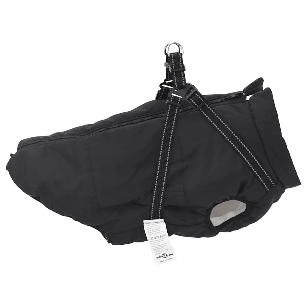 vidaXL Cappottino per cani con pettorina, impermeabile e riflettente, nero, L48