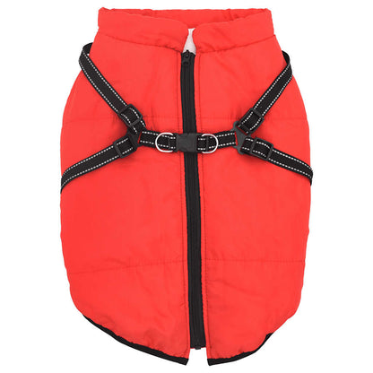 vidaXL Cappottino per cani con pettorina, impermeabile e riflettente, rosso, L52