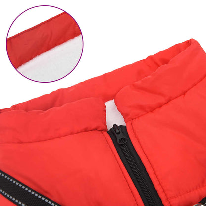vidaXL Cappottino per cani con pettorina, impermeabile e riflettente, rosso, L52