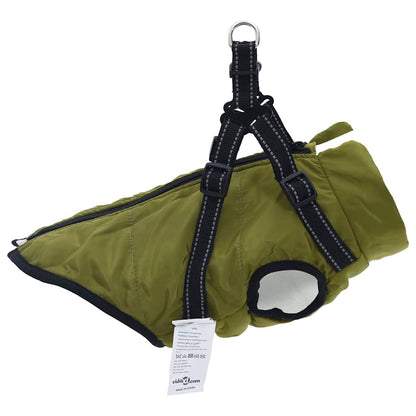 vidaXL Cappottino per cani con pettorina, impermeabile e riflettente, verde militare, L24