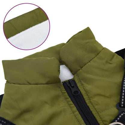 vidaXL Cappottino per cani con pettorina, impermeabile e riflettente, verde militare, L32