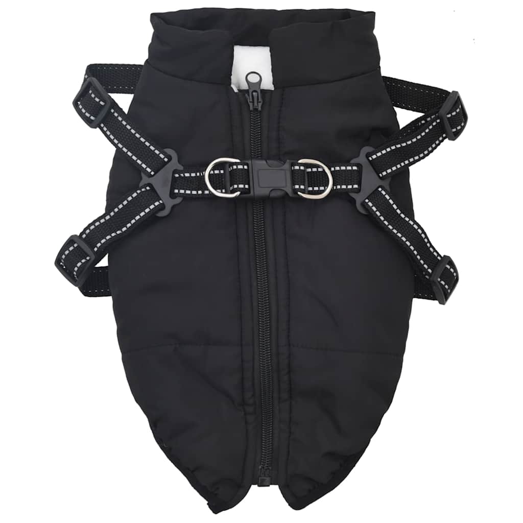 vidaXL Cappottino per cani con pettorina, impermeabile, riflettente, nero, L24