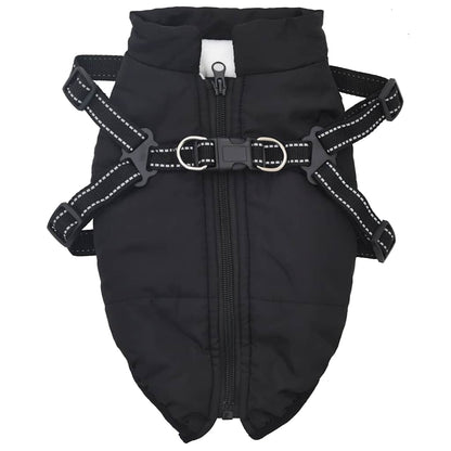 vidaXL Cappottino per cani con pettorina, impermeabile, riflettente, nero, L24