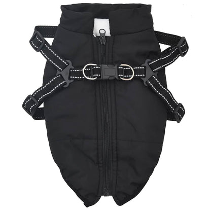 vidaXL Cappottino per cani con pettorina, impermeabile e riflettente, nero, L28