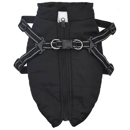 vidaXL Cappottino per cani con pettorina, impermeabile e riflettente, nero, L40