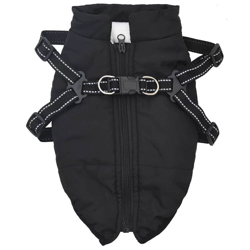 vidaXL Cappottino per cani con pettorina, impermeabile e riflettente, nero, L40