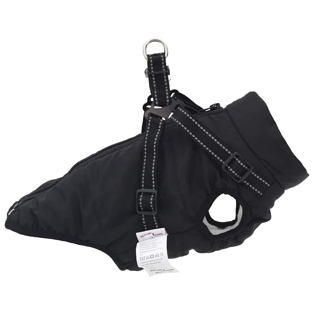 vidaXL Cappottino per cani con pettorina, impermeabile e riflettente, nero, L40