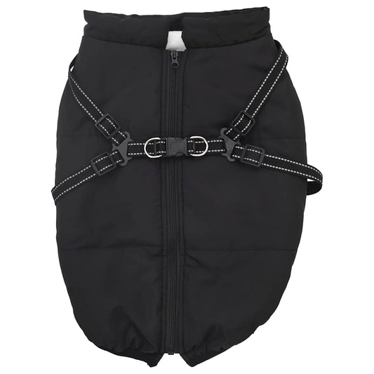 vidaXL Cappottino per cani con pettorina, impermeabile e riflettente, nero, L44