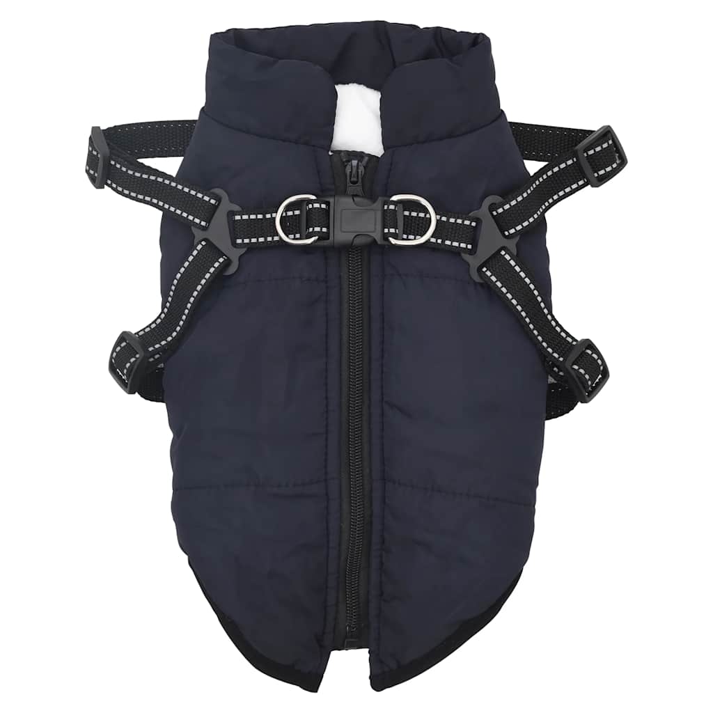 vidaXL Cappottino per cani con pettorina, impermeabile e riflettente, blu navy, L32