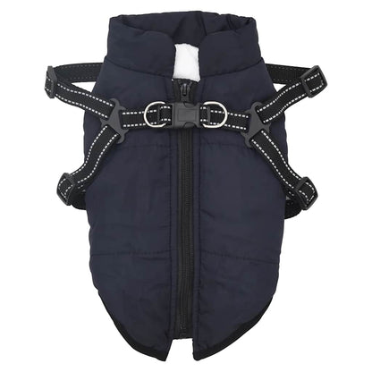 vidaXL Cappottino per cani con pettorina, impermeabile e riflettente, blu navy, L32