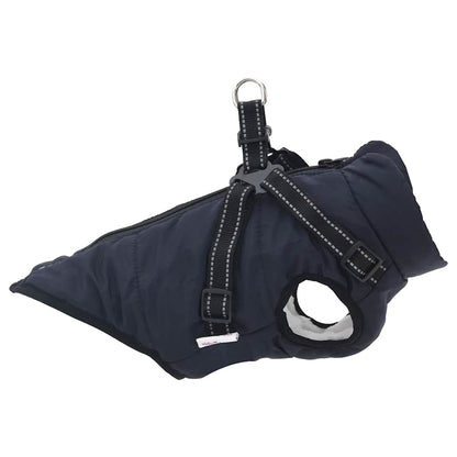 vidaXL Cappottino per cani con pettorina, impermeabile e riflettente, blu navy, L32