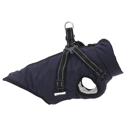 vidaXL Cappottino per cani con pettorina, impermeabile e riflettente, blu navy, L40