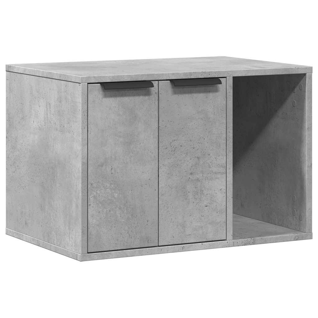 vidaXL Mobiletto per lettiera gatto, 60x40x40 cm, legno multistrato, grigio cemento