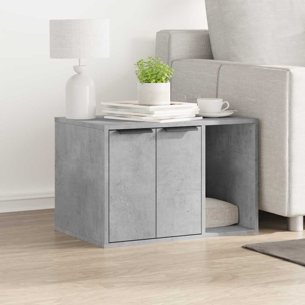 vidaXL Mobiletto per lettiera gatto, 60x40x40 cm, legno multistrato, grigio cemento