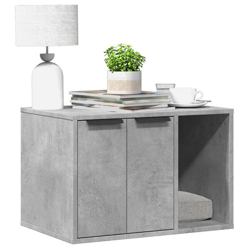 vidaXL Mobiletto per lettiera gatto, 60x40x40 cm, legno multistrato, grigio cemento