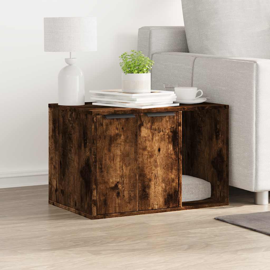 vidaXL Mobiletto per lettiera gatto, 60x40x40 cm, legno multistrato, color rovere affumicato