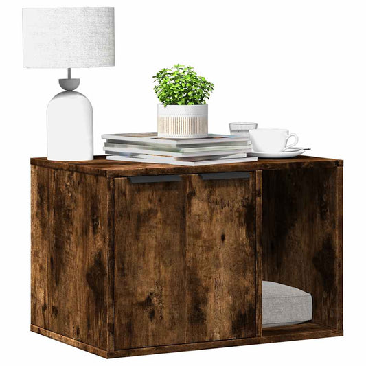 vidaXL Mobile per lettiera gatto, 60x40x40 cm, legno multistrato, rovere affumicato