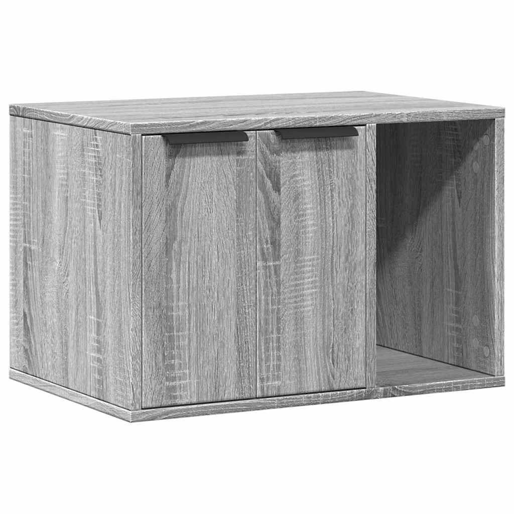 vidaXL Mobiletto per lettiera gatto, 60x40x40 cm, legno multistrato, color rovere sonoma grigio