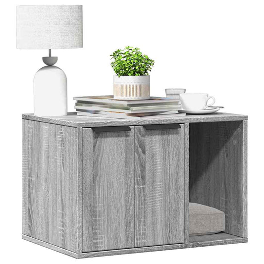 vidaXL Mobiletto per lettiera gatto, 60x40x40 cm, legno multistrato, color rovere sonoma grigio