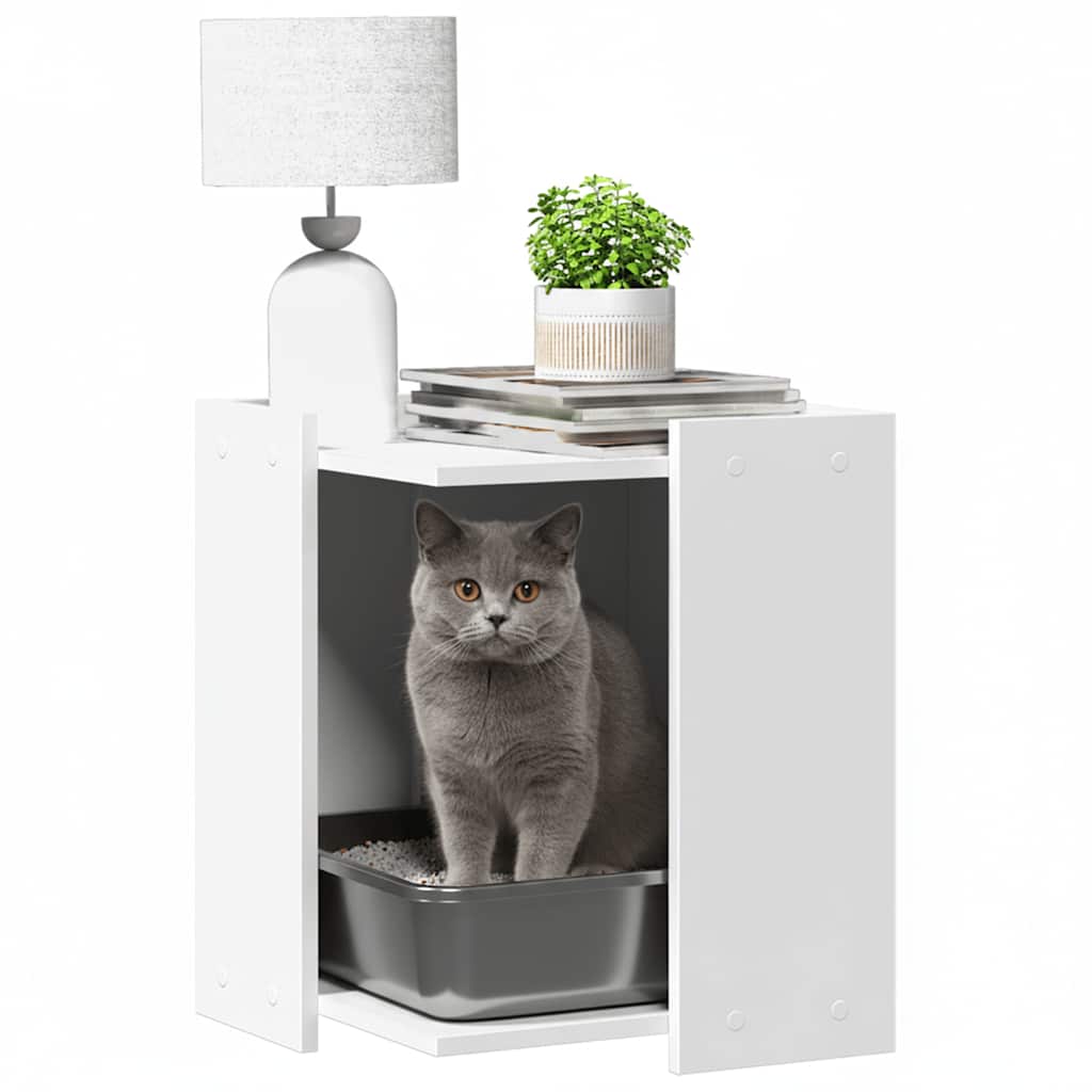 vidaXL Mobile per Lettiera per Gatti, 42x42x51 cm, in Legno Multistrato, Bianco