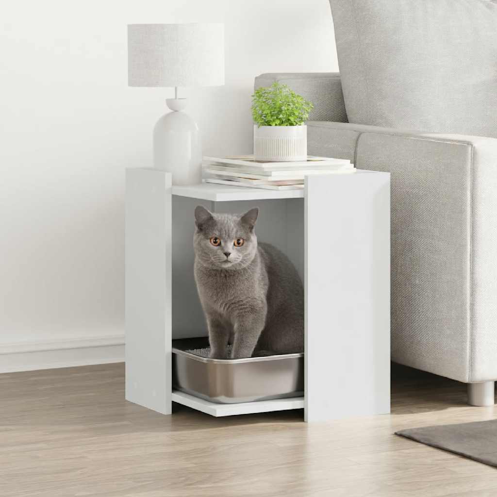 vidaXL Mobile per Lettiera per Gatti, 42x42x51 cm, in Legno Multistrato, Bianco