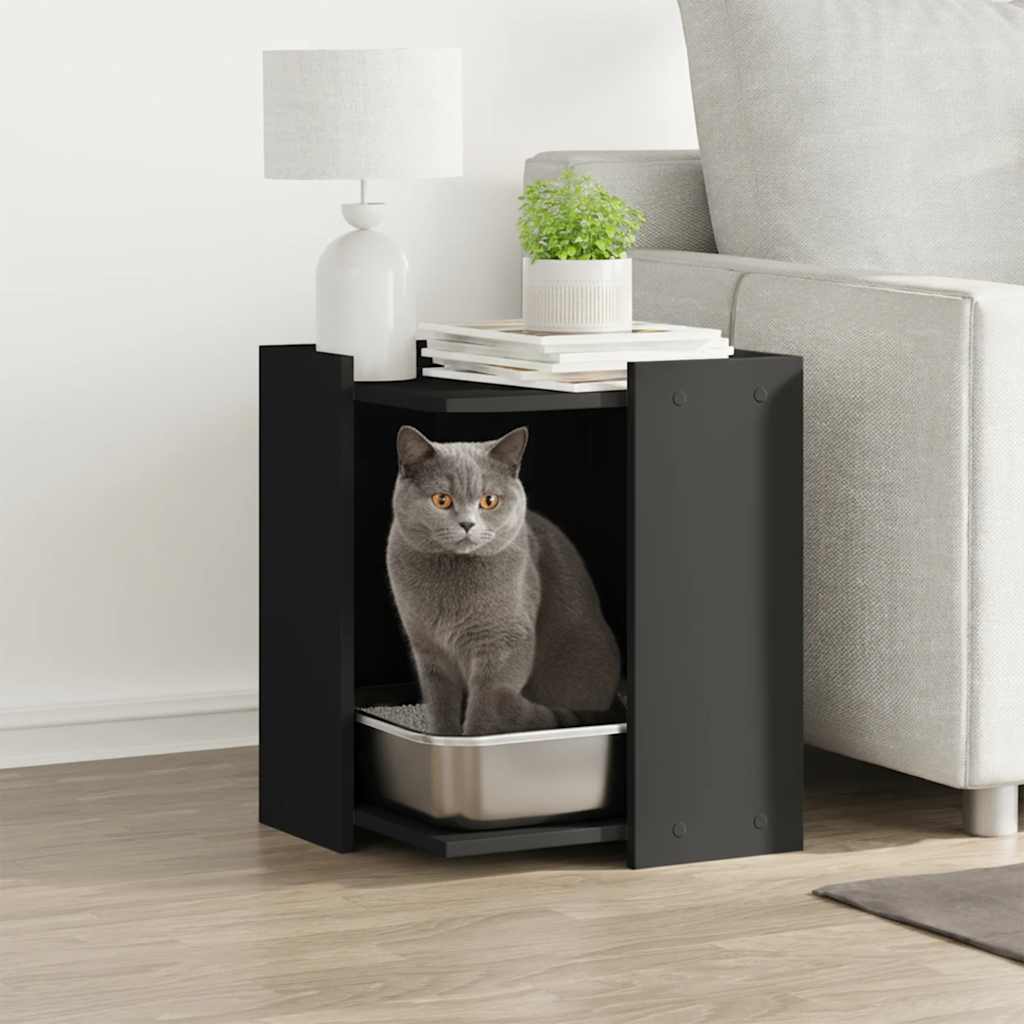 vidaXL Mobile per Lettiera per Gatti, 42x42x51 cm, in Legno Multistrato, Nero