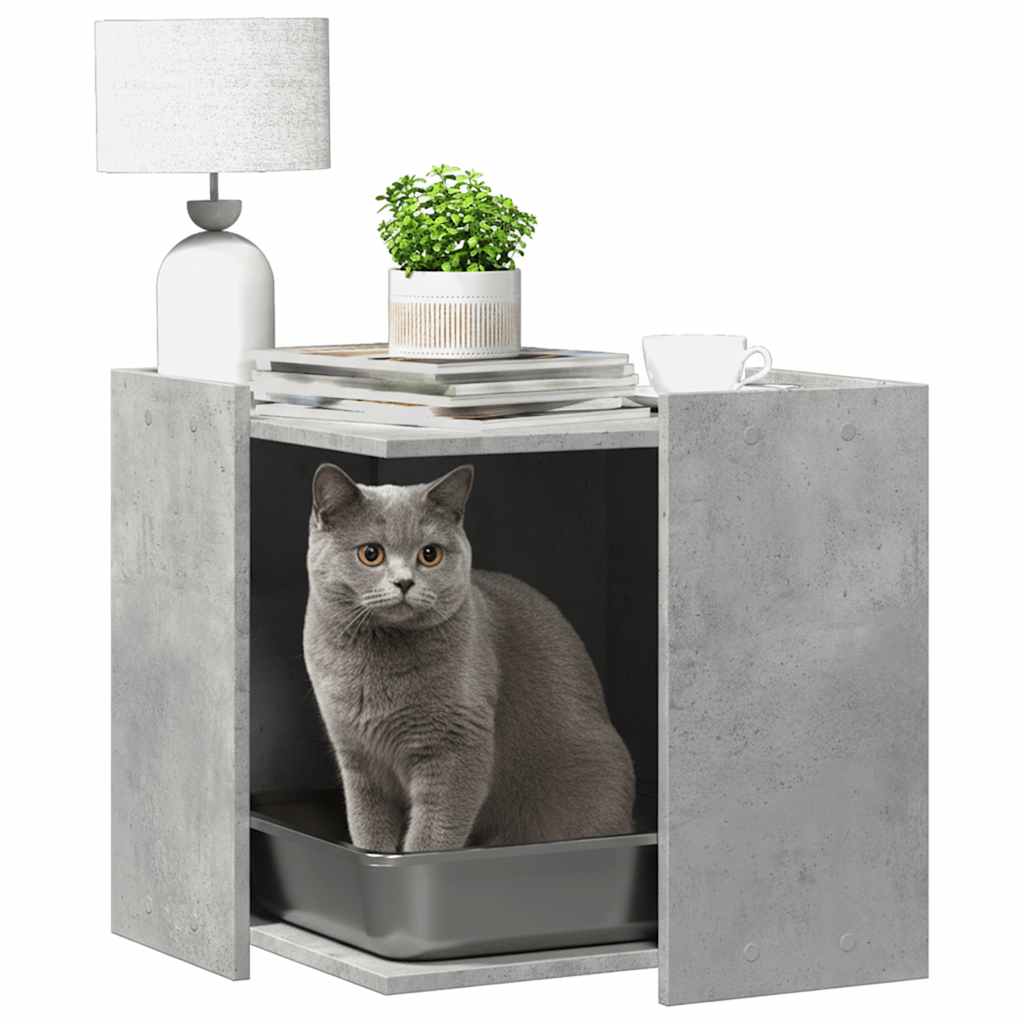 vidaXL Mobile per lettiera per gatti, 53x53x51 cm, in legno multistrato, grigio cemento