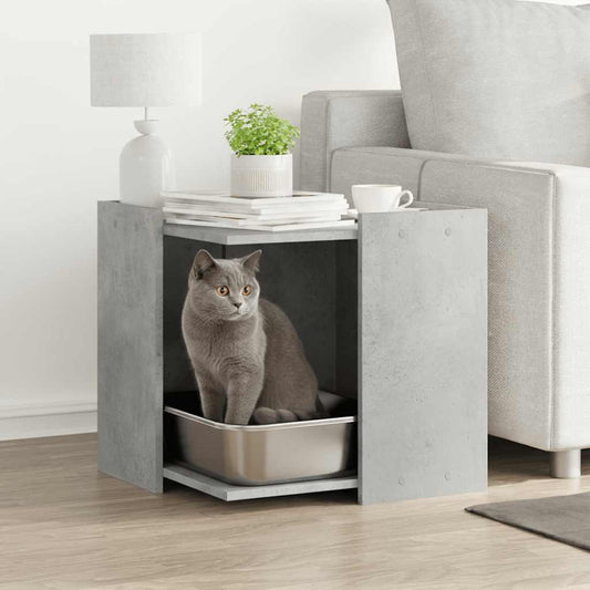 vidaXL Mobile per lettiera per gatti, 53x53x51 cm, in legno multistrato, grigio cemento