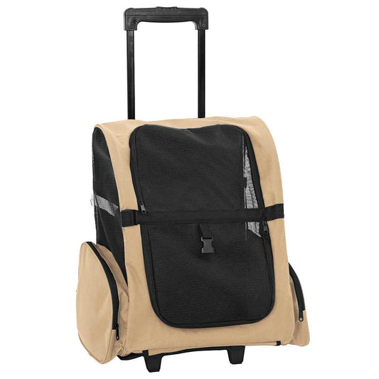 vidaXL Trolley per Animali Domestici 3-in-1, 48 x 32 x (57-106) cm, in Tessuto Oxford, Color Sabbia