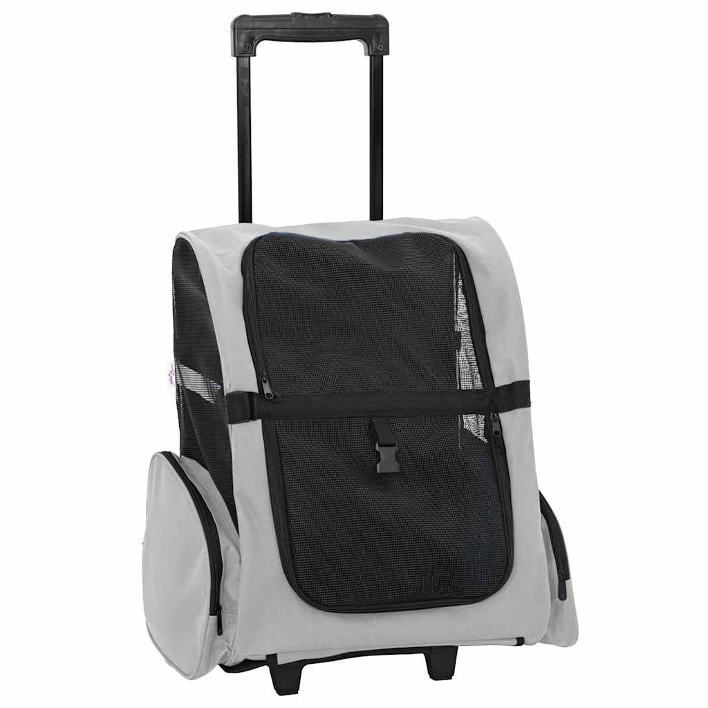 vidaXL Trolley per Animali Domestici 3-in-1, 48x32x(57-106) cm, Tessuto Oxford, Grigio