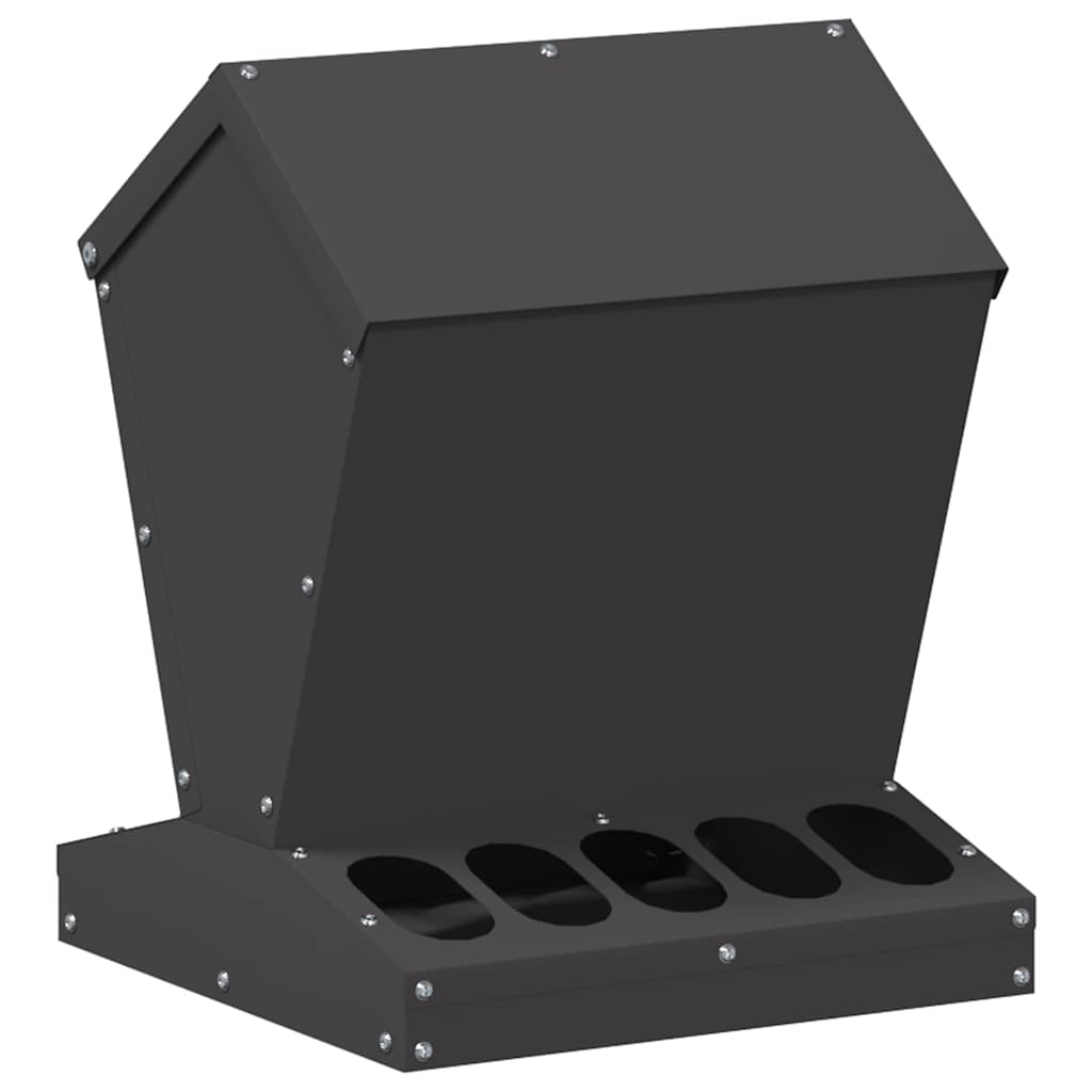 vidaXL Mangiatoia per Polli, Nero, 30 x 30 x 39 cm, Acciaio Laminato a Freddo