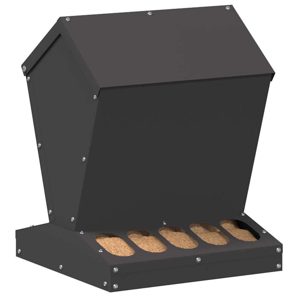 vidaXL Mangiatoia per Polli, Nero, 30 x 30 x 39 cm, Acciaio Laminato a Freddo