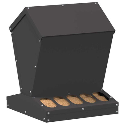 vidaXL Mangiatoia per Polli, Nero, 30 x 30 x 39 cm, Acciaio Laminato a Freddo