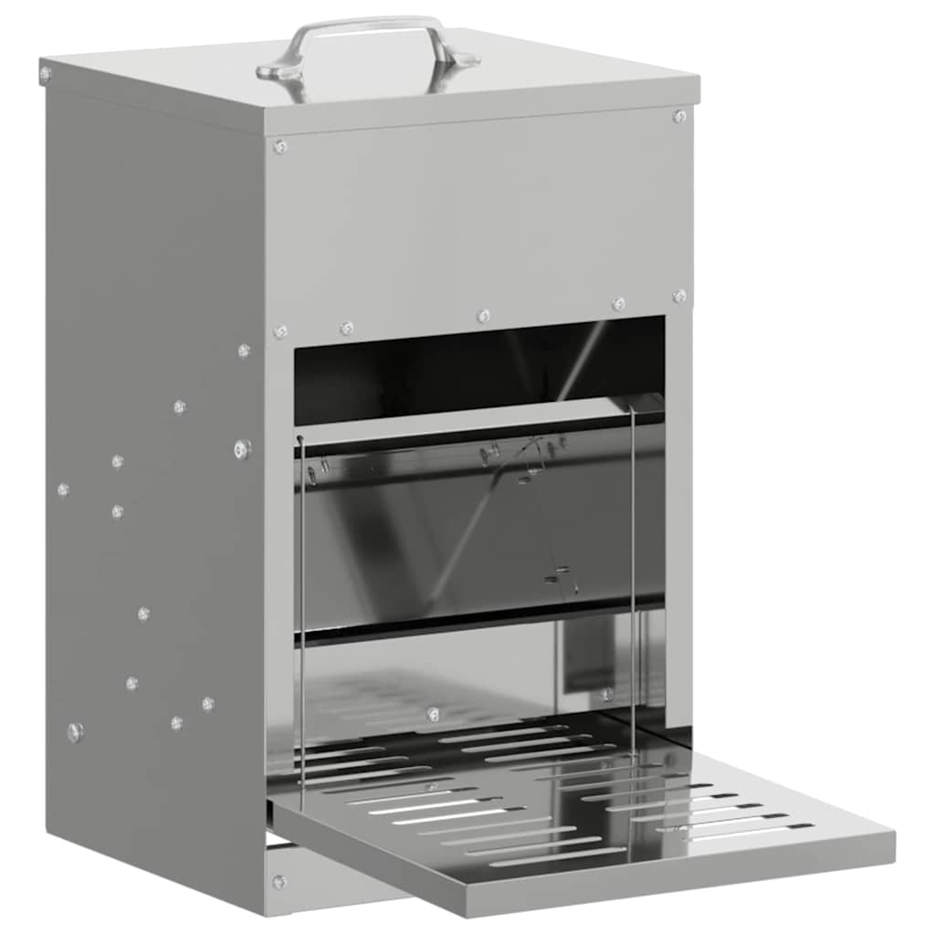 vidaXL Mangiatoia a Pedale per Polli, Argento, 25 x 42 x 40 cm, 4 kg