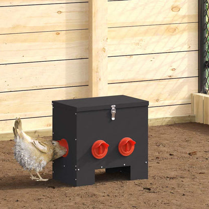 vidaXL Mangiatoia per polli, 2 pezzi, nera, 40,5 x 25 x 38 cm, 20 kg, acciaio laminato a freddo