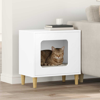 vidaXL Casetta per gatti, bianca, 51 x 30 x 52 cm, legno multistrato