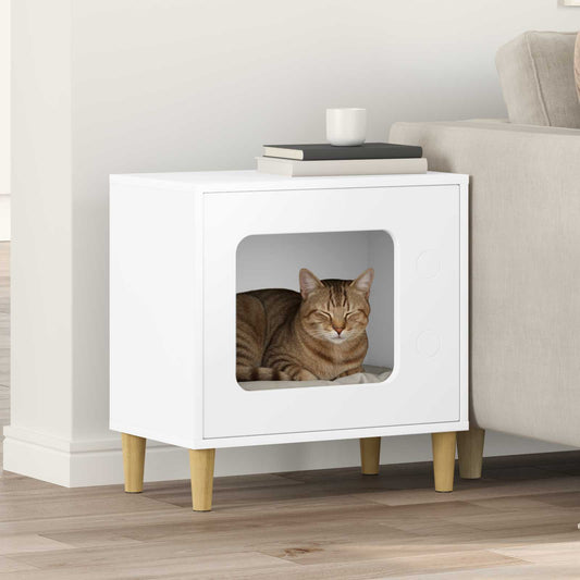 vidaXL Casetta per gatti, bianca, 51 x 30 x 52 cm, legno multistrato