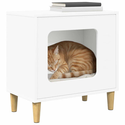 vidaXL Casetta per gatti, bianca, 51 x 30 x 52 cm, legno multistrato