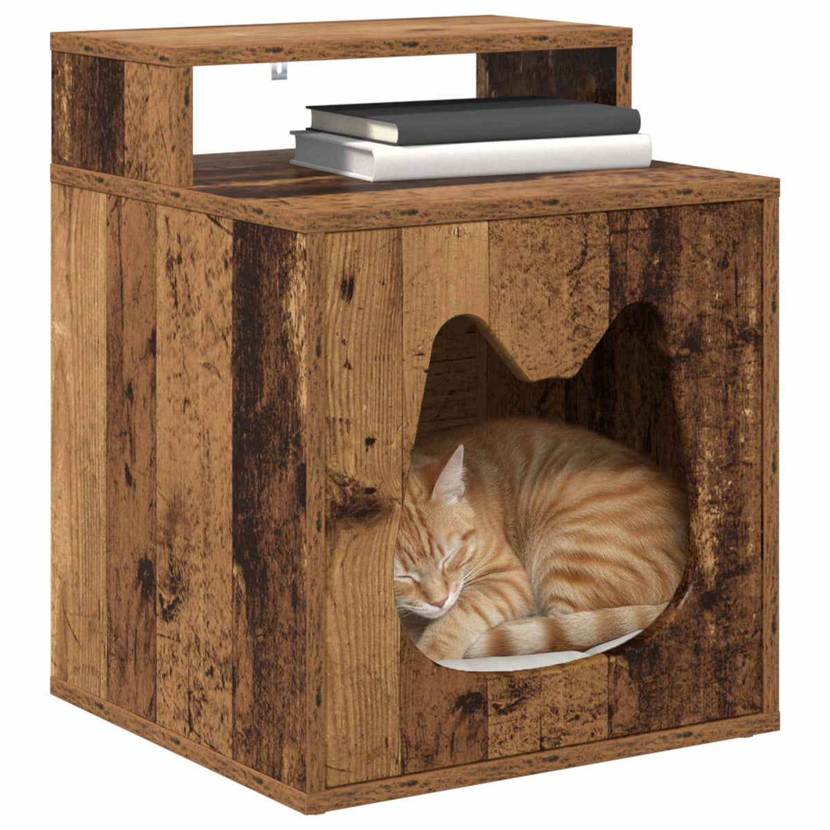 vidaXL Casetta per gatti, legno vecchio, 42,5 x 40 x 53,5 cm, legno multistrato