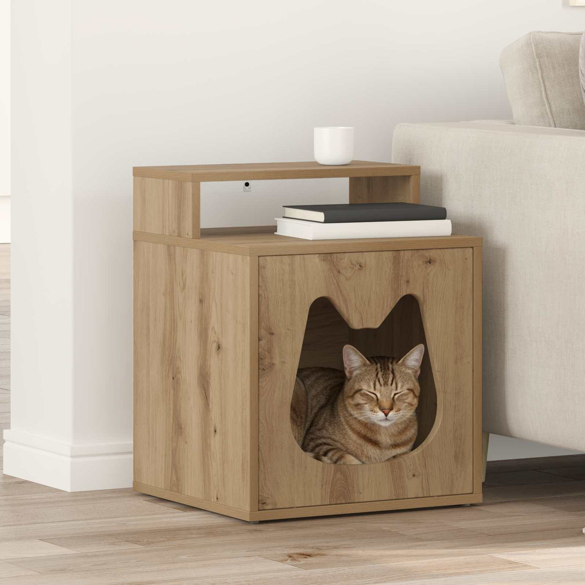 vidaXL Casetta per gatti, rovere artigianale, 42,5 x 40 x 53,5 cm, legno multistrato