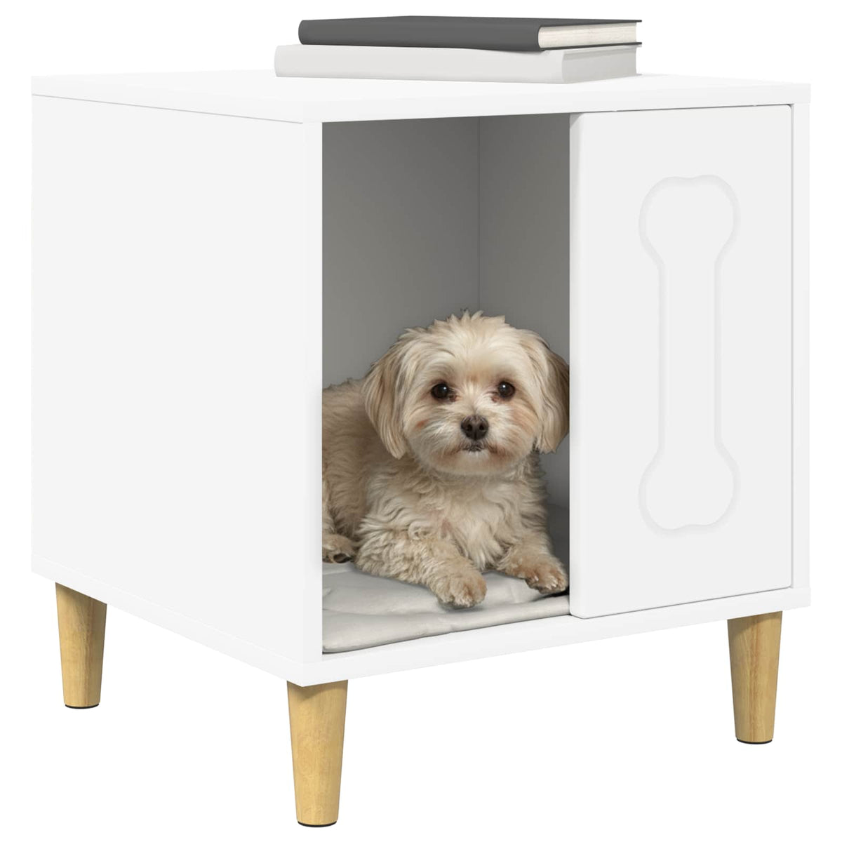 vidaXL Cuccia per cani, bianca, 44 x 42 x 49 cm, in legno multistrato