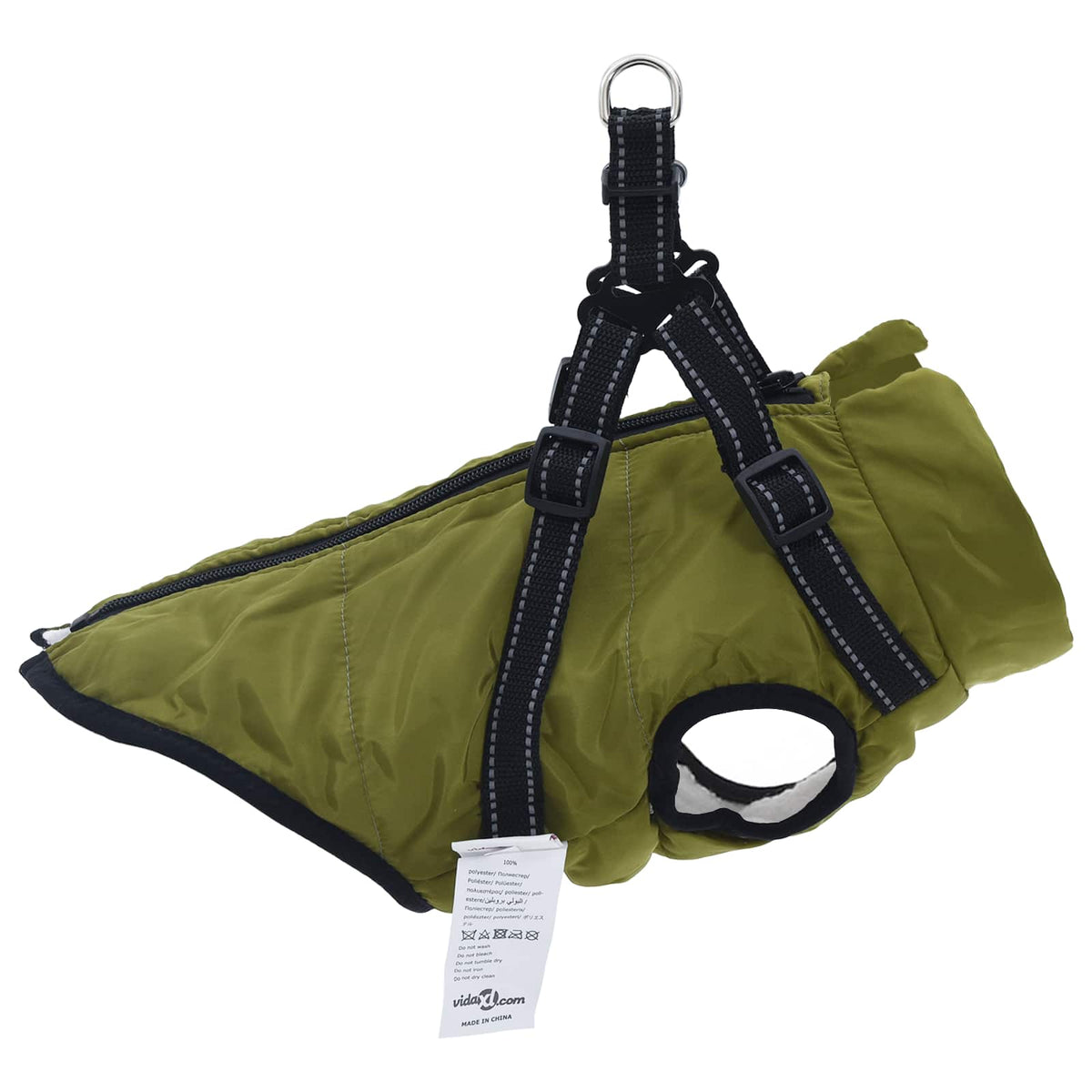 vidaXL Cappottino per cani, verde militare, L24, in pile e poliestere