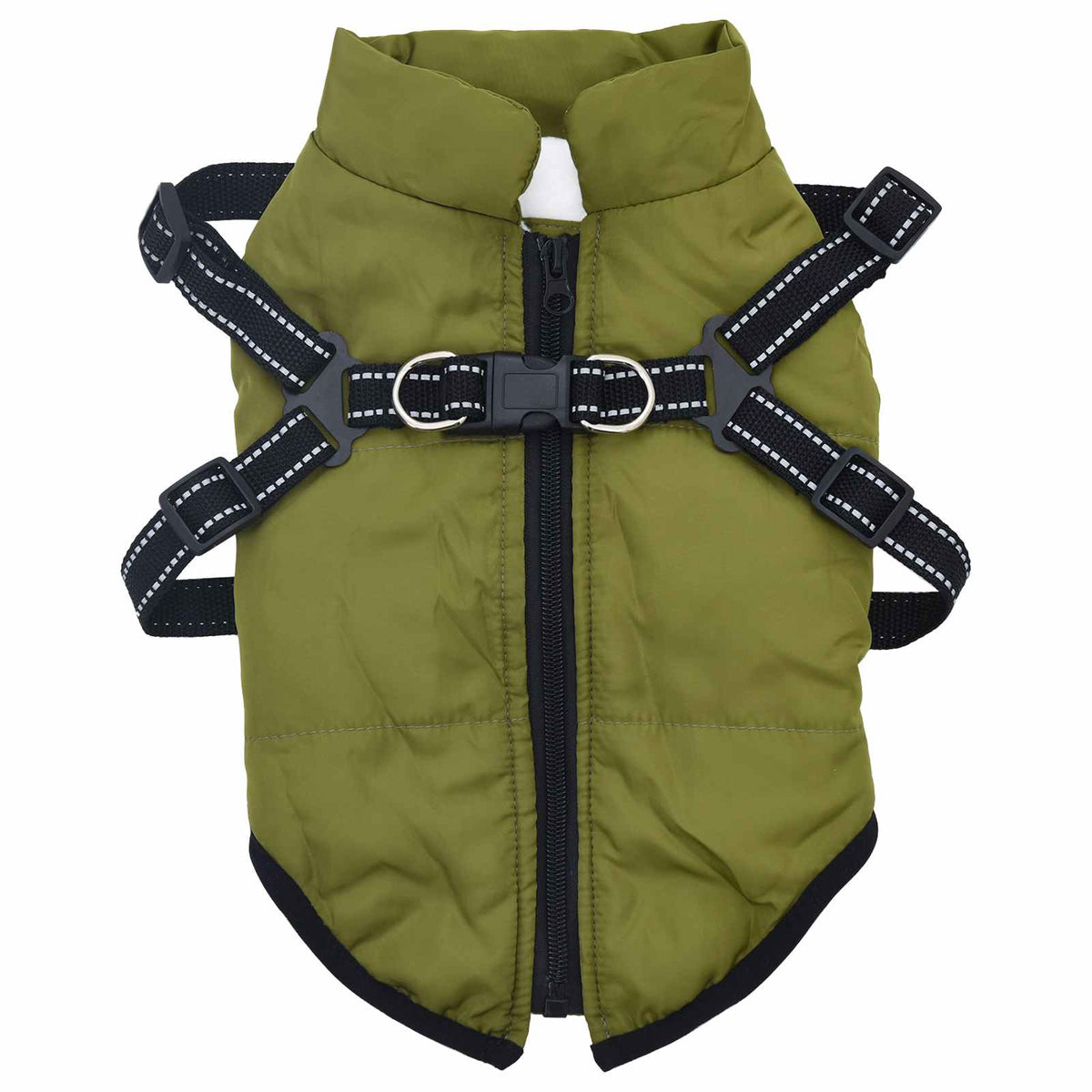 vidaXL Cappottino per cani, verde militare, L32, in pile e poliestere
