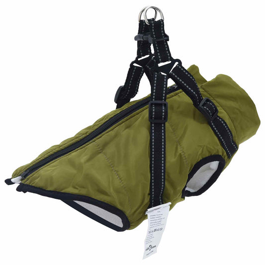 vidaXL Cappottino per cani, verde militare, L40, in pile e poliestere