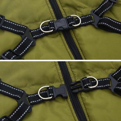 vidaXL Cappottino per cani, verde militare, L68, in pile e poliestere